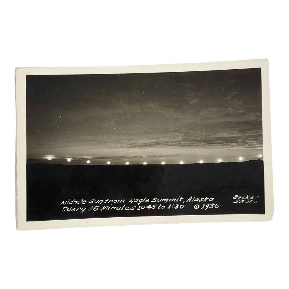 Alaska RPPC Midnight Sun Eagle Summit Every‎ 15 Minutes 1936 Photo Post Card